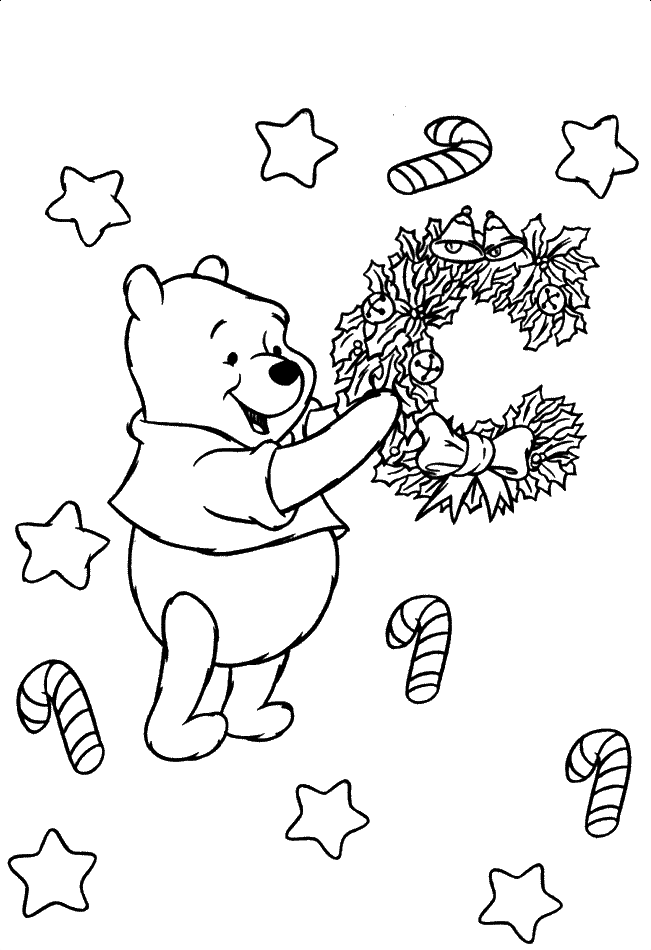 coloriage Winnie et la couronne de noel